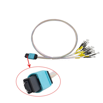 FTTH Multimode MTP LC Kabel Patch Serat Optik Ferrule OM3 OM4 12 Serat 0,7mm 0,5m