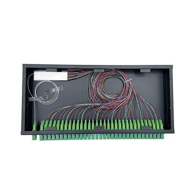 1U 19 Inch Rack Mount Fiber Optic PLC Splitter 1x64 SC Konektor APC
