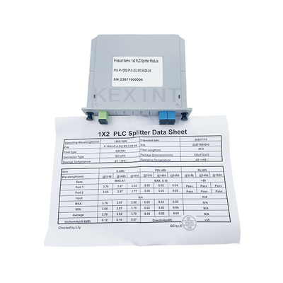 KEXINT 1x2 Serat Optik PLC Splitter SC / UPC Single Mode G657A1 Jenis Kartu FTTH LGX