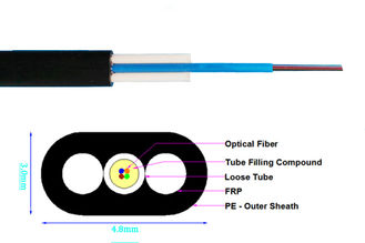 FRP Mini Fiber Optic Armored Cable Flat Drop Tube Lightning melindungi NO Longgar