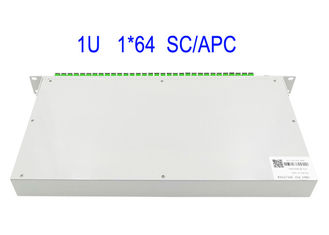 1U Rack Mount 1 × 64 SM Fiber Optic PLC Splitter SC/APC Box 19 Inches putih