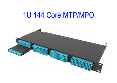 1U 144 Core Fiber Optik MTP MPO Patch Cord OM4 12 Kotak Inti Magenta Kehilangan Rendah 0.3dB
