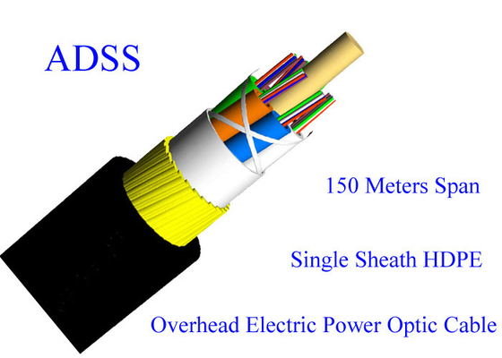 Overhead Electric Power ADSS Kabel Serat Optik Lapis Baja Tanpa Selubung Luar Tahan Lapis Baja