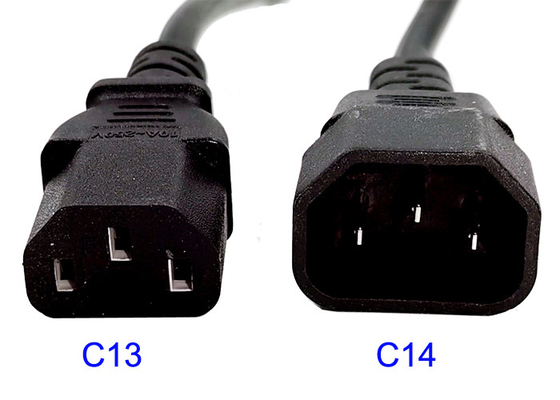 C13 C14 Kabel Listrik Kabel Lan Tembaga 1.5m Hitam 18AWG C19 C20 PDU IEC320 Bersertifikat