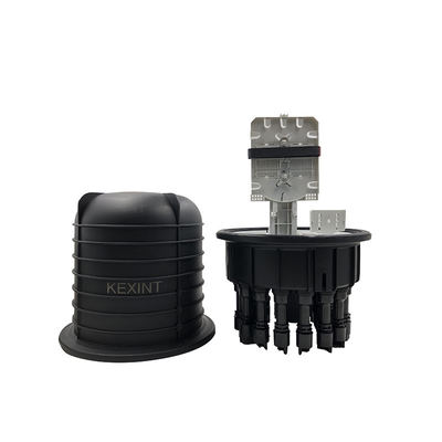 2 In 16 Out 96 Core Penutupan Sambungan Serat Optik KEXINT KXT-M-16 FTTH Black Joint Box