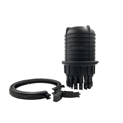 2 In 16 Out 96 Core Penutupan Sambungan Serat Optik KEXINT KXT-M-16 FTTH Black Joint Box