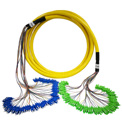 FTTH 64 Cores Unitube Kabel Patch Serat Kuning Dengan Konektor Berbeda