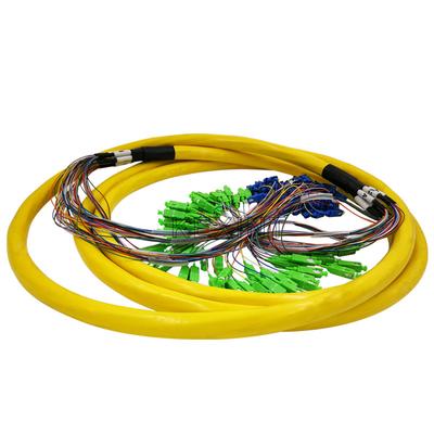 FTTH 64 Cores Unitube Kabel Patch Serat Kuning Dengan Konektor Berbeda