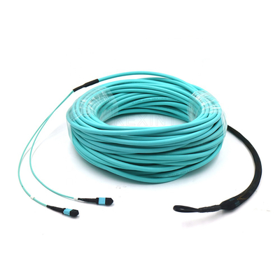 12 Cores 24 Cores Blue OM3 Fiber Cable Dengan Selubung Luar PVC LSZH