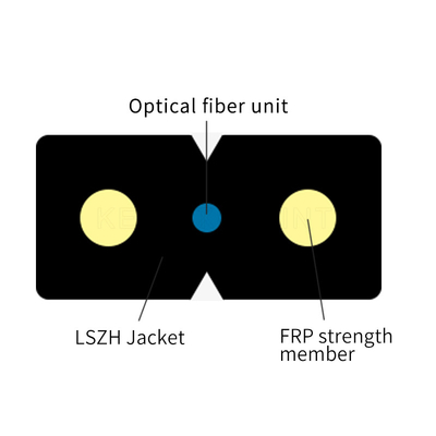 2.0mm 3.0mm Diameter Kabel Serat Optik PVC LSZH Selubung Luar Hitam