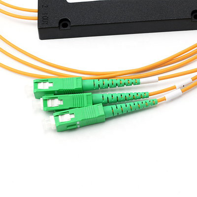 SC APC 3.0 MM 1x2 Fiber Optic PLC Splitter Jenis ABS Digunakan Untuk Kotak Distribusi 2 Core