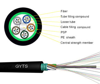 Conduit 7.0 8.0 Kabel Lapis Baja Serat Optik Untuk Penggunaan Luar Ruangan G652D GYTS 24 48B1.3