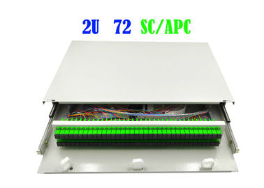 2U 72 Core Rack Rack Fiber Patch Panel Kabel Terminasi 482mm X 240mm Jenis Tarik Tangan