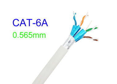 Kabel Tembaga Listrik Lan Terlindung Cat6A FTP 23AWG Jaringan Kecepatan Tinggi White Cat7 SFTP