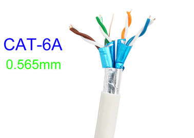 Kabel Tembaga Listrik Lan Terlindung Cat6A FTP 23AWG Jaringan Kecepatan Tinggi White Cat7 SFTP