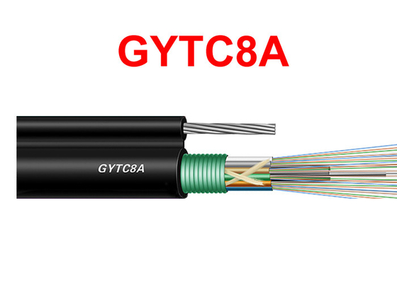 GYTC8A Outdoor Fiber Optic Armored Cable Kawat Baja Self Sustainment Black 8.0 * 1.0mm