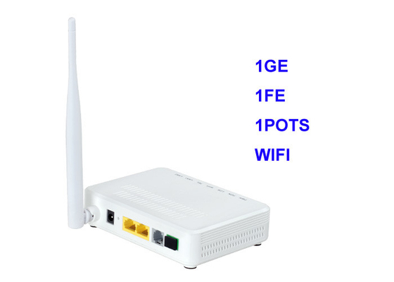 Jaringan Fiber ONT Gigabit ONU Perangkat GEPON 1Ge 1 FE 1 Pot WIFI 802.11b/G/N XPON