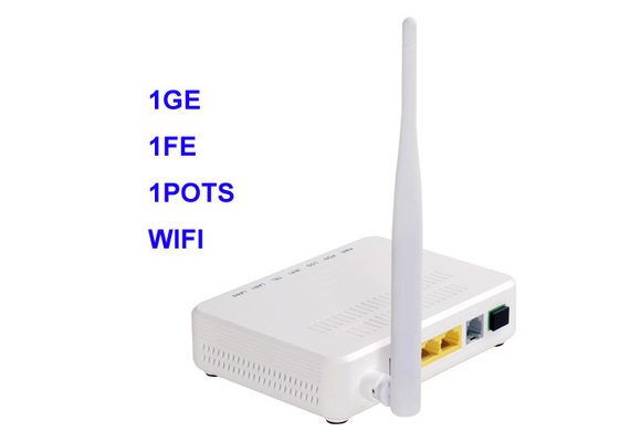 Jaringan Fiber ONT Gigabit ONU Perangkat GEPON 1Ge 1 FE 1 Pot WIFI 802.11b/G/N XPON