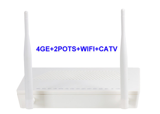Ethernet 4 Gigabit GEPON ONU 1 USB 4GE 2POTS WIFI CATV Mendukung IPv4 dan IPv6 dual stack