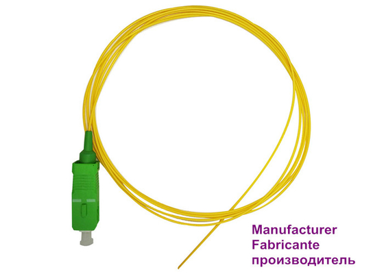 Kabel Patch Serat Optik Kuning Pigtail Single Mode SC / APC G657A2 0.9mm Kembali 65dB