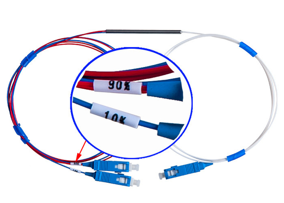 Jaringan CATV Optical WDM FBT 10/90 1×2 Coupler Fused Tapered Splitter Bundles